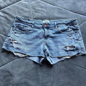 Vintage Y2K Aeropostale blue denim distressed mini shorts size 11/12